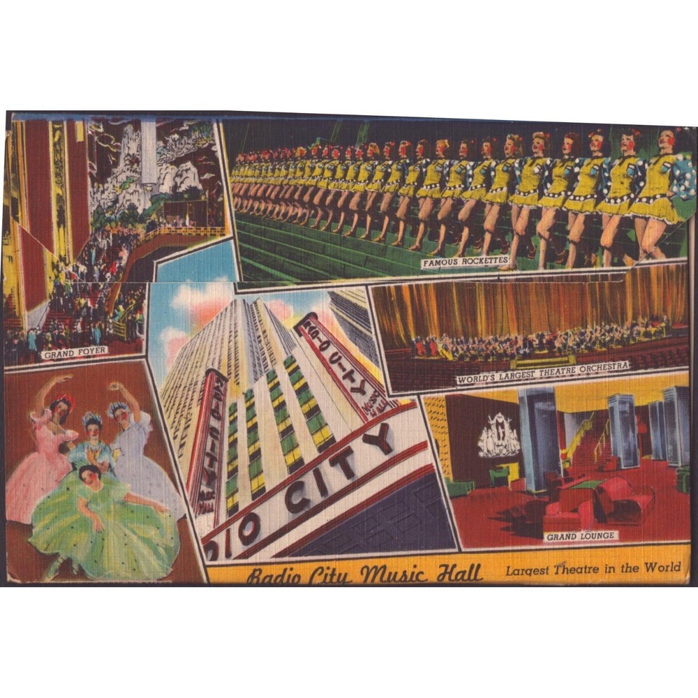 Rockefeller Center NYC New York NY Greetings Linen Postcard Thomas Airviews - Picture 2 of 2